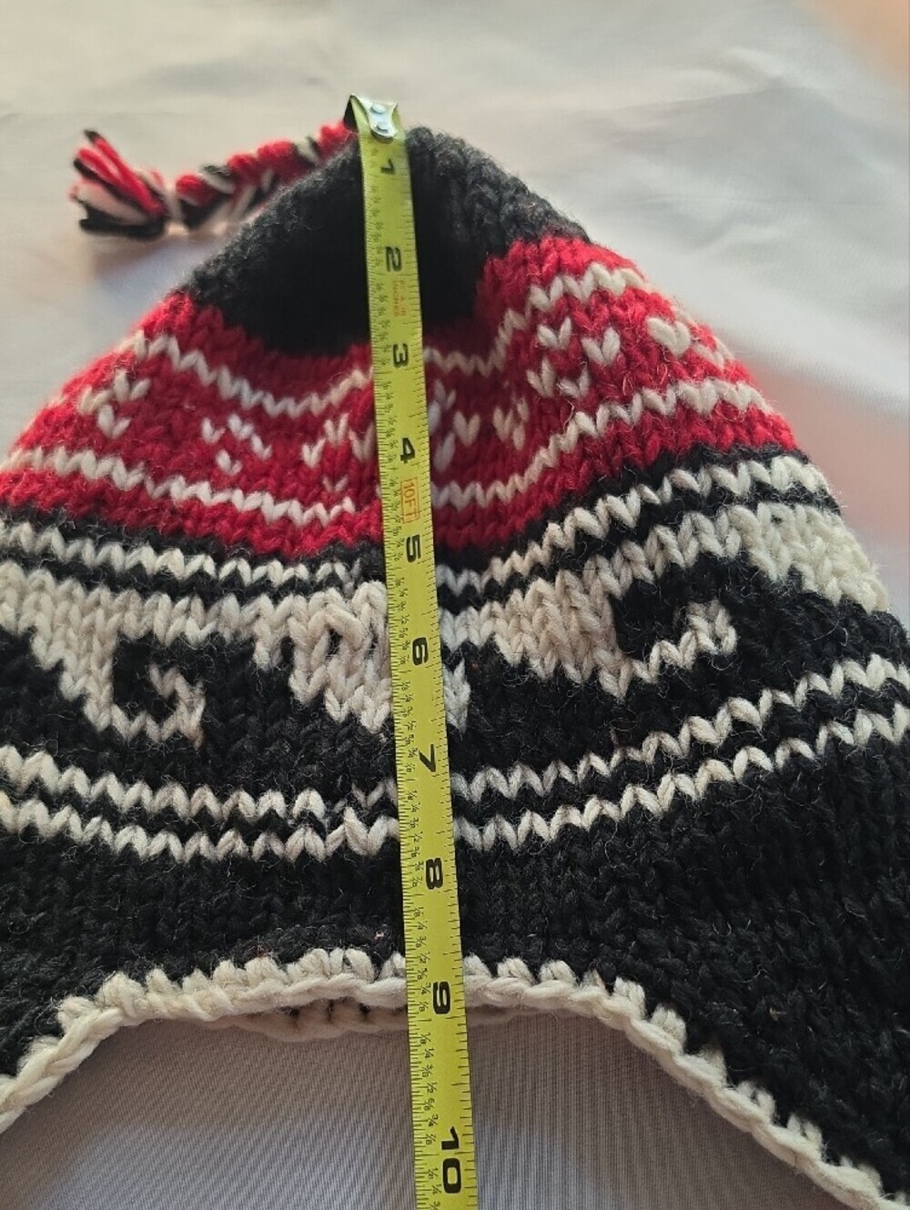 Handmade Nepal 100% Wool Fleece-Lined Earflap Hat Chullo Beanie Braided Tassels - Picture 6 of 9